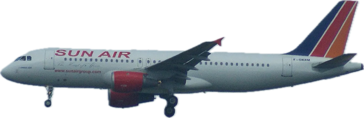 Aircraft in Sun Air livery in flight